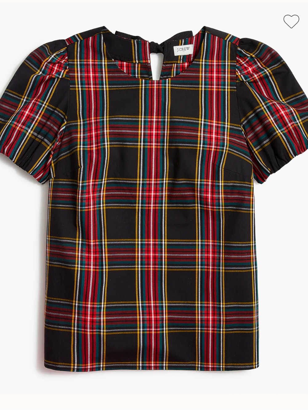 J. Crew - Tarton Poplin puff sleeve top. Size Medium